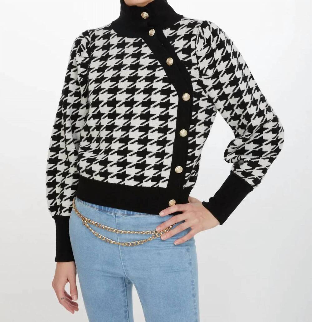 NEW GENERATION LOVE gabriella button sweater in cream/black